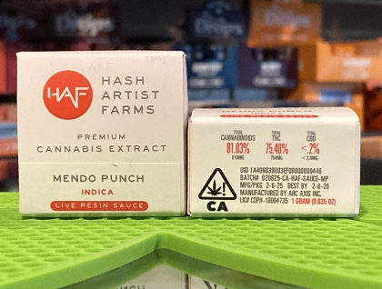 Hash Artist Farms Mendo Punch 1g Live Resin Sauce